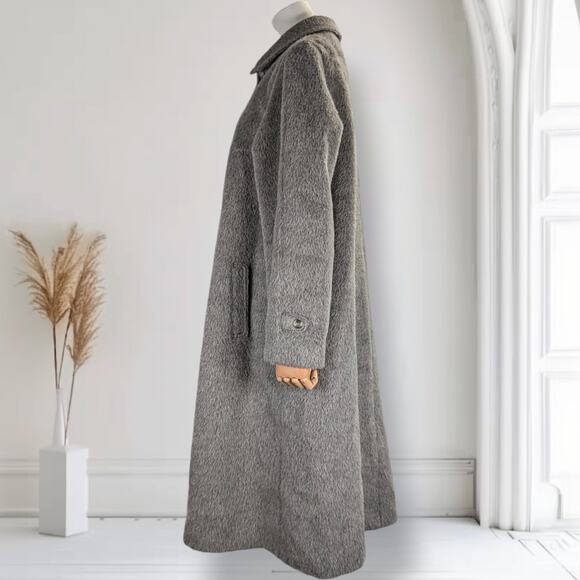 Vintage Dutch Llama Mohair Coat Size L Gray Mid Length Overcoat Pockets - Picture 3 of 16